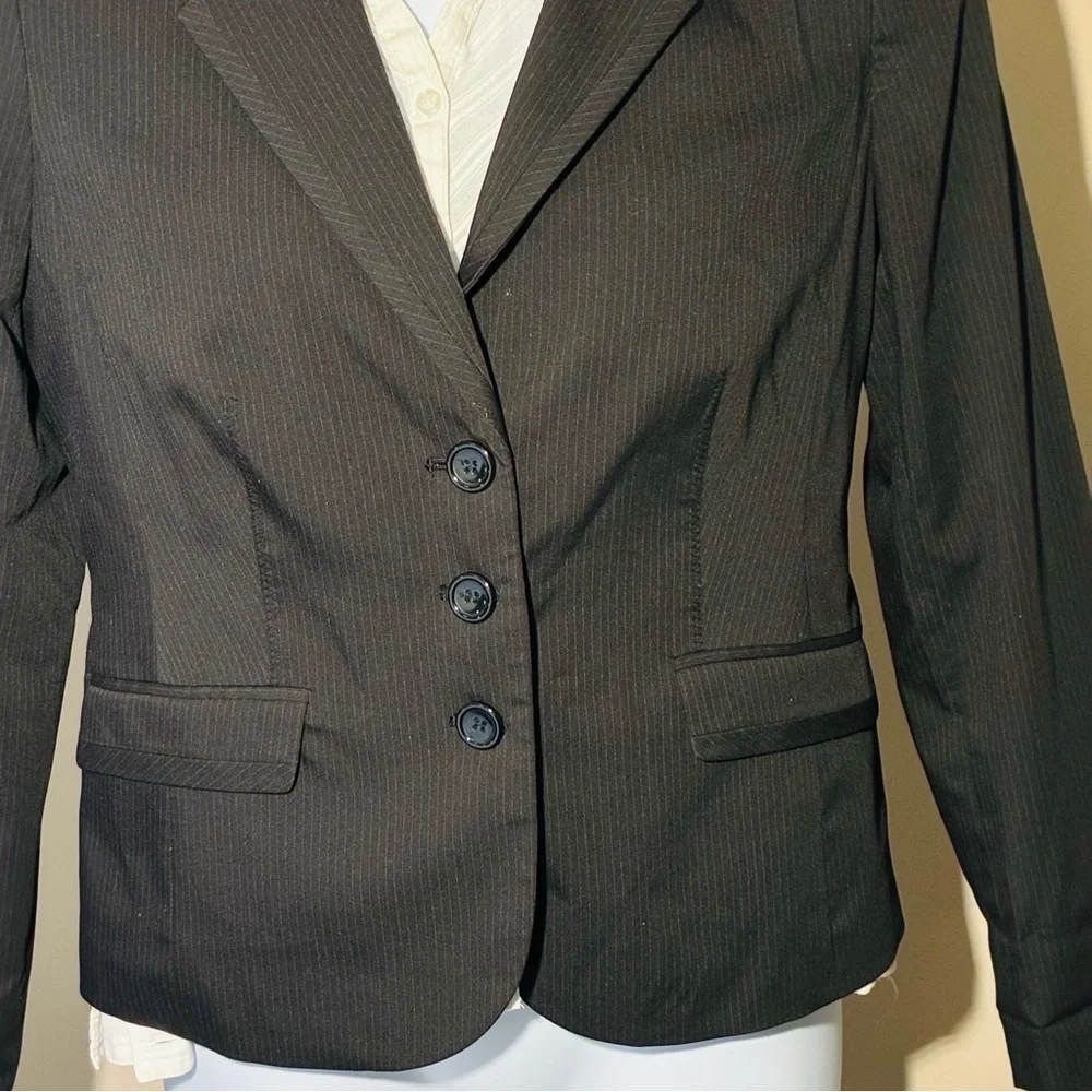 The Limited Black Pinstripe Blazer Women's 14 Jacket 3-Button Lined Career
